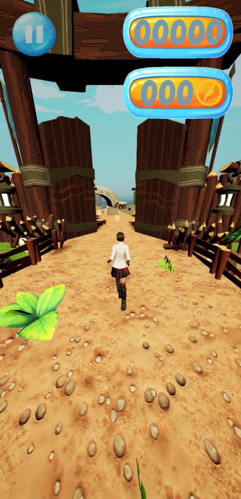 In-game screenshot: dodging an obstacle mid-run.