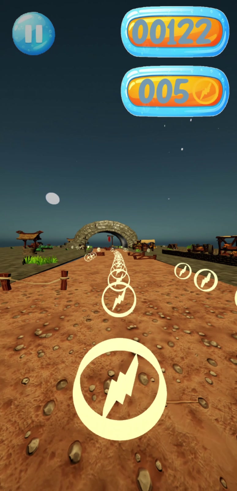 In-game screenshot: the desert stretch of the endless run.